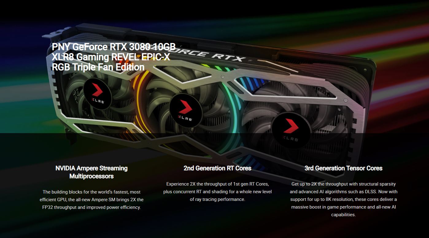 Card màn hình PNY RTX 3080 10GB XLR8 GAMING EPIC-X RGB Triple Fan Edition